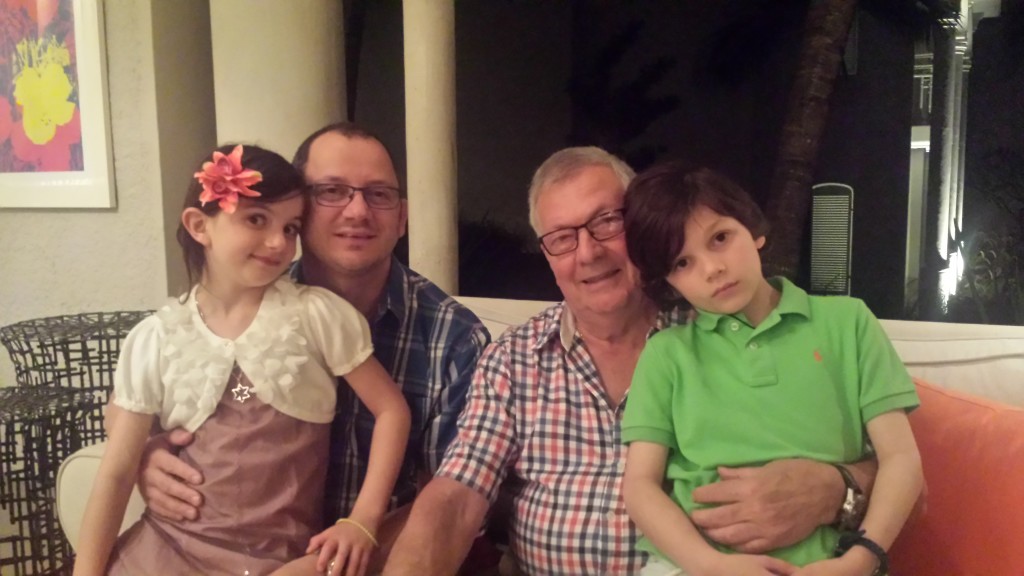 Ariella Flenner, Mark Flenner, Angelo Nardi and Asher Flenner taking a break from training